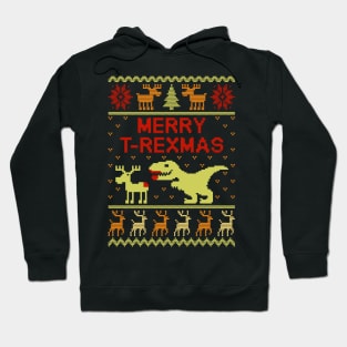 Christmas Dinosaur T-Rex Merry Xmas Pajama T-Shirt Hoodie